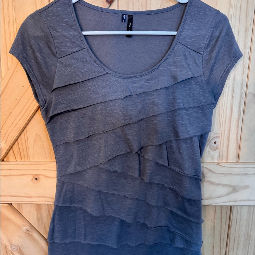 Maurices Charcoal Layered Short Sleeve Top